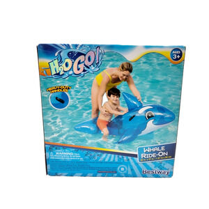 H2O Go Blue Whale Inflatable Ride-On Swimming Float 62"x37" New In Box